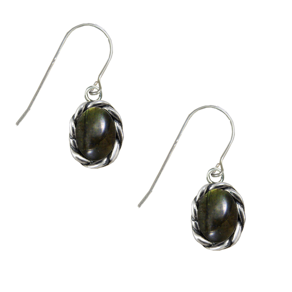 Sterling Silver Little Spectrolite Gemstone Drop Dangle Earrings